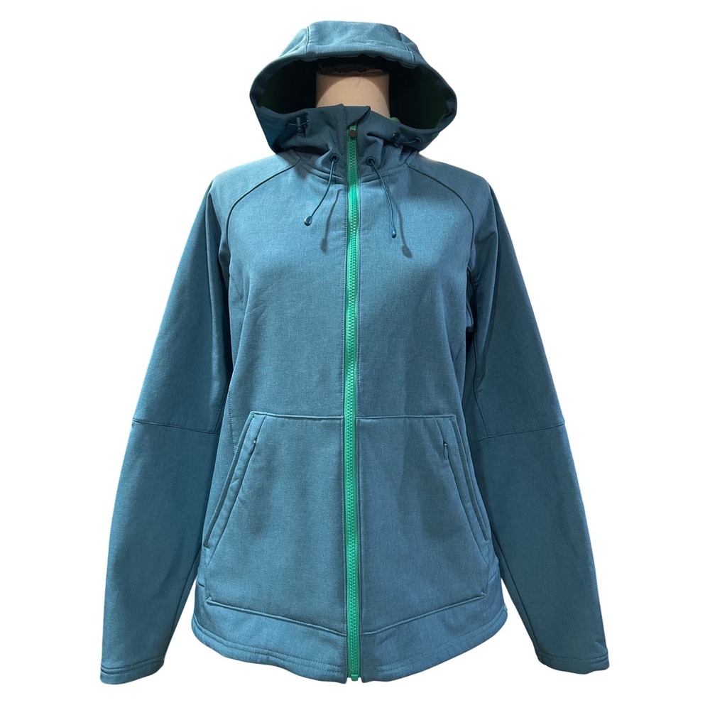Simms Fishing Products Womens Blue Softshell Full Zip Fleece Lined Hoodie Large